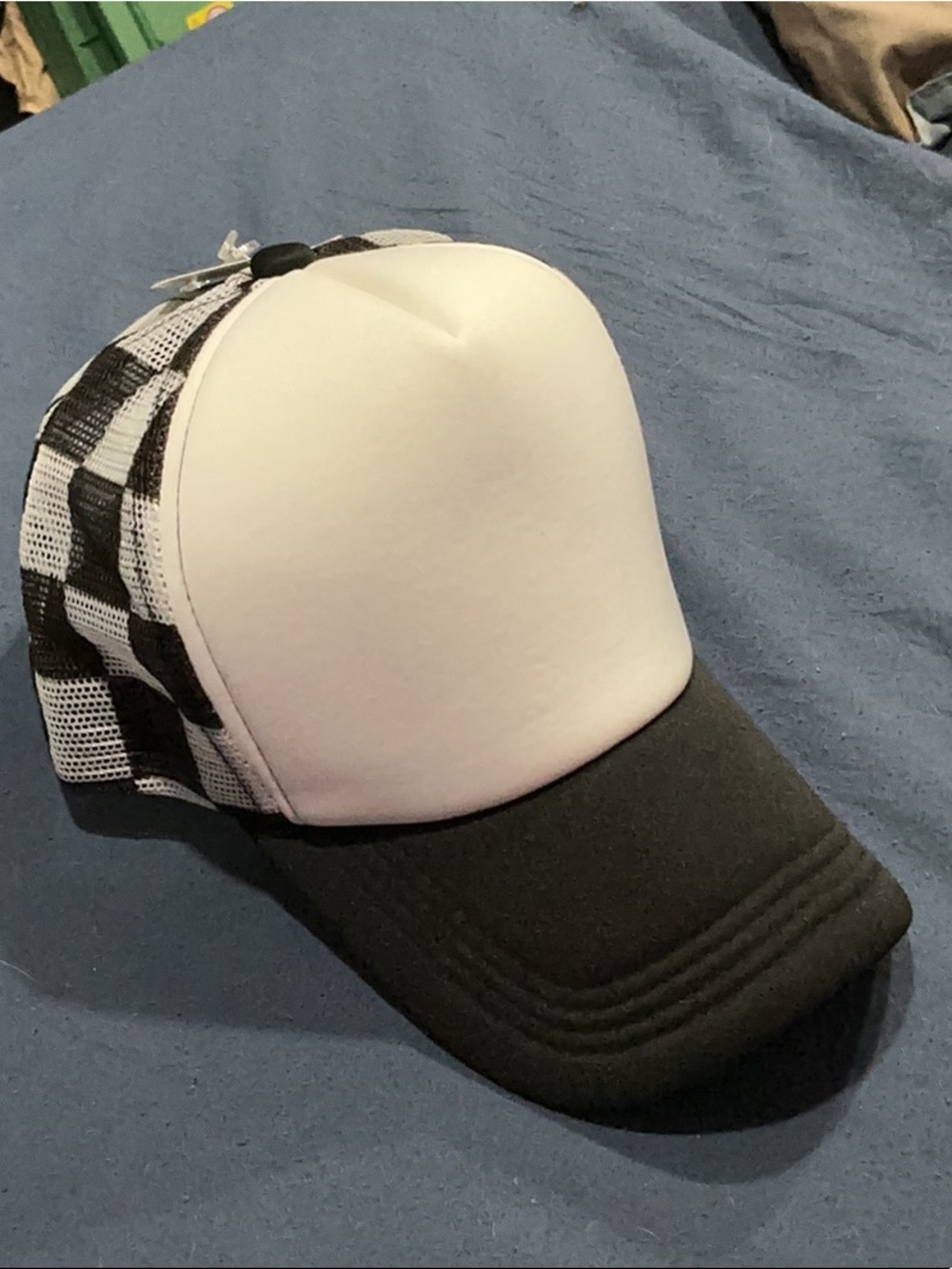 checkered trucker hat